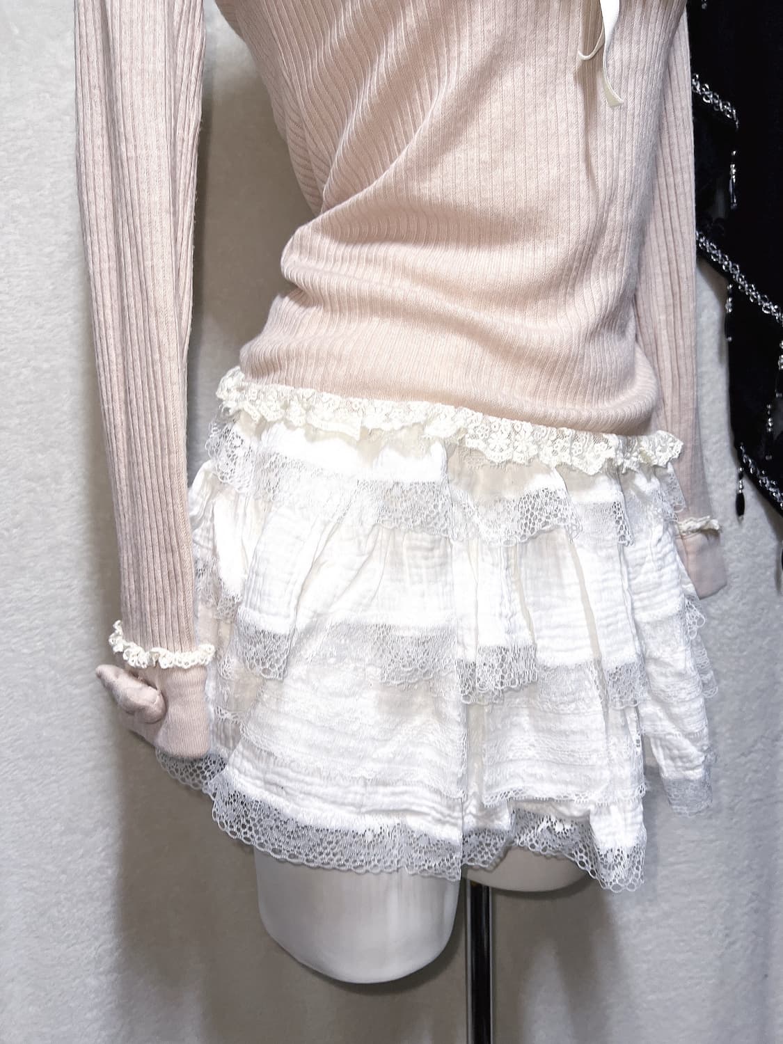 로맨틱갸루 로걀 화이트 레이스 프릴캉캉 스커트 큐롯 달천 페어리 핀터 상품이미지5