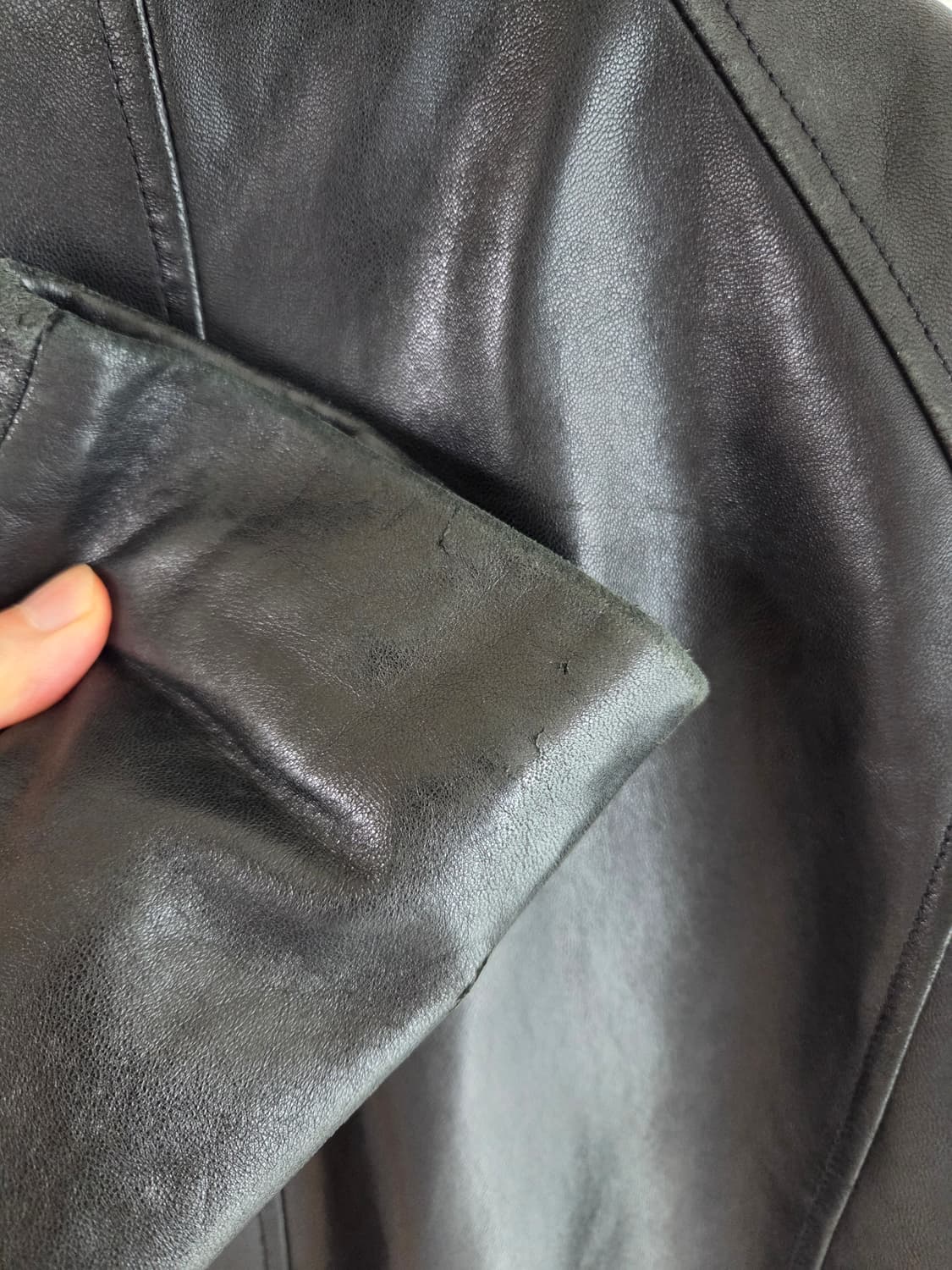 LNR 빈티지 하이넥 양가죽 레더 자켓 상품이미지6