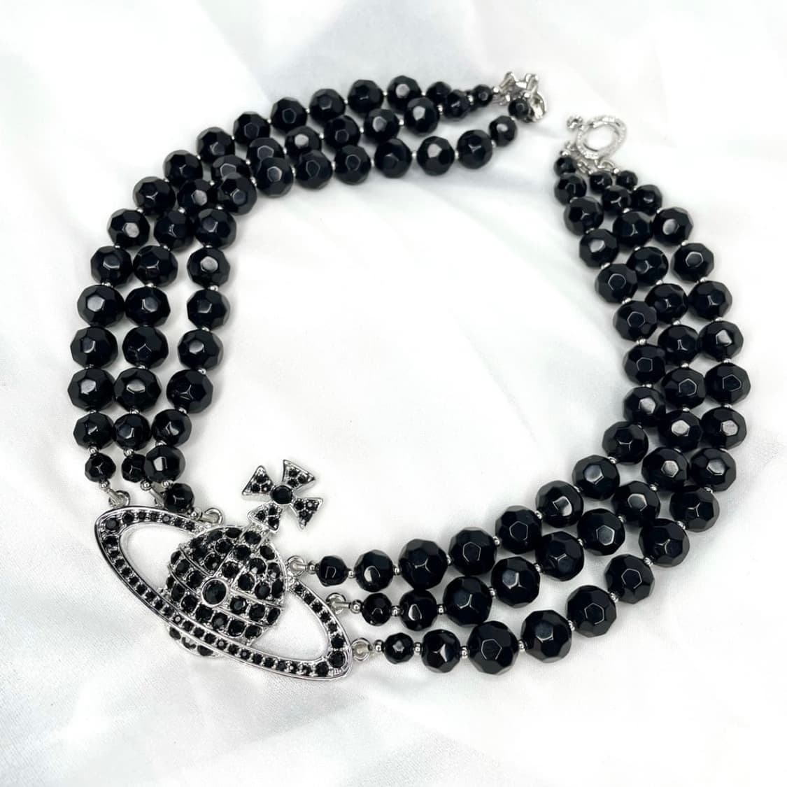 비비안웨스트우드 아카이브 메살린 블랙 크리스탈 orb 트리플 레이어 초커 상품이미지4