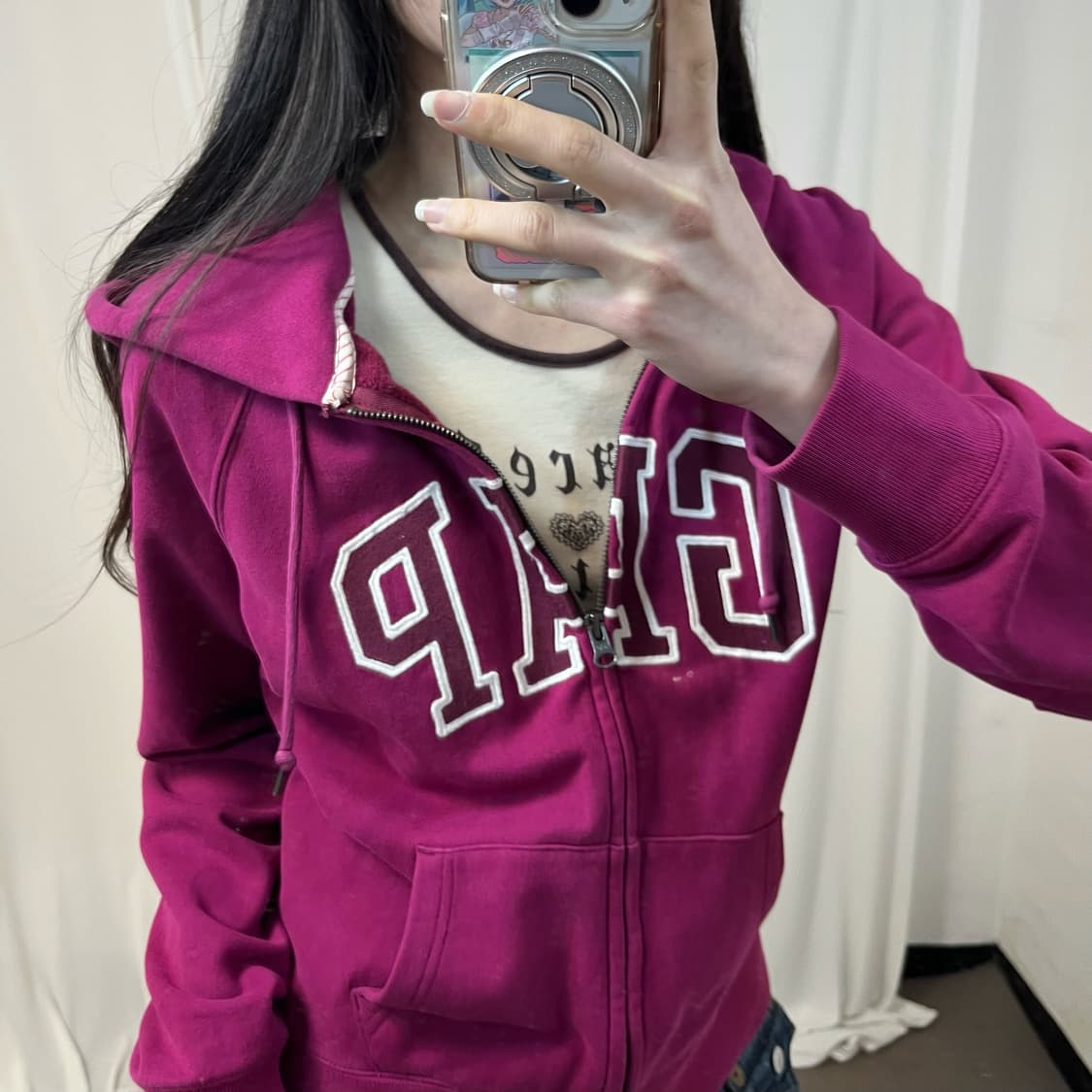 Gap magenta pink zip-up hoodie 상품이미지3