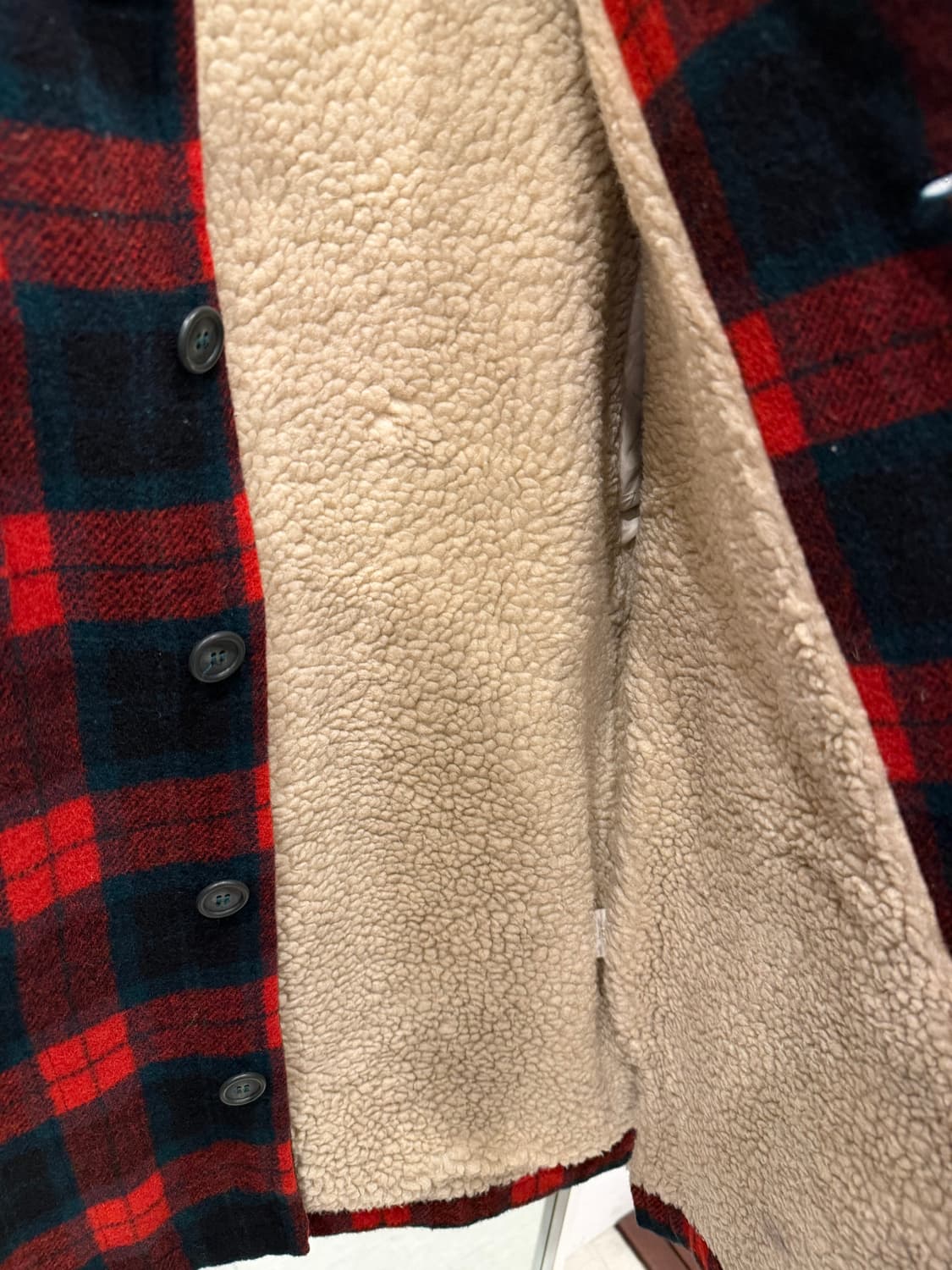 Pine Field 빈티지 쉐르파 타탄 체크 울 자켓 (Japan) 상품이미지4