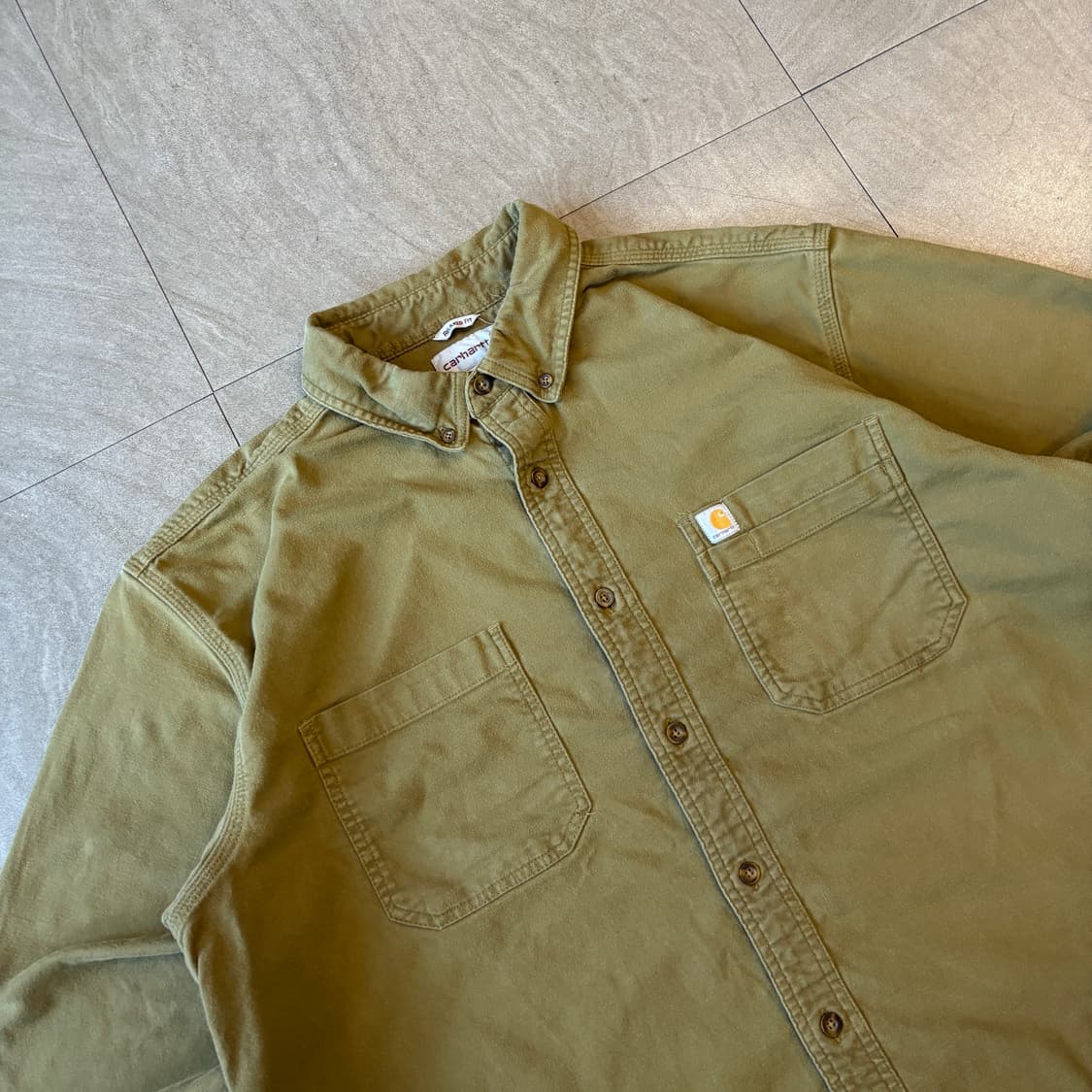 칼하트 정품 오리지널 해비 코튼 카키 긴팔 셔츠 상품이미지2