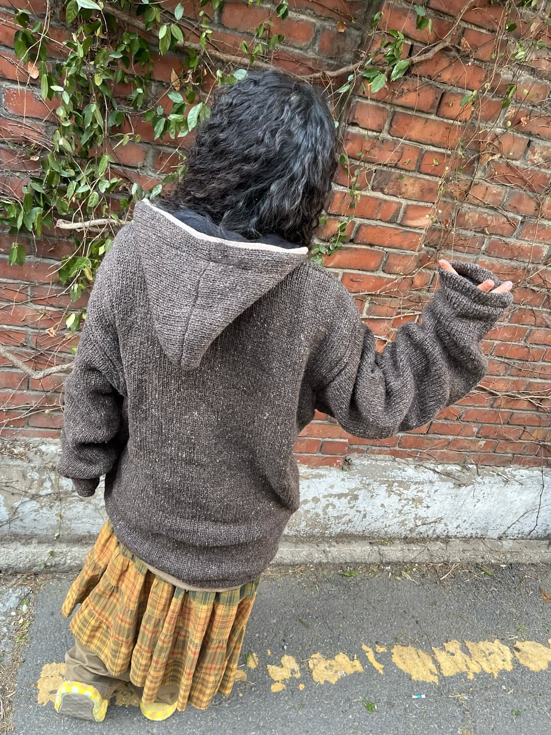 히피무드 브라운 플리스 후드 집업 아우터 상품이미지6