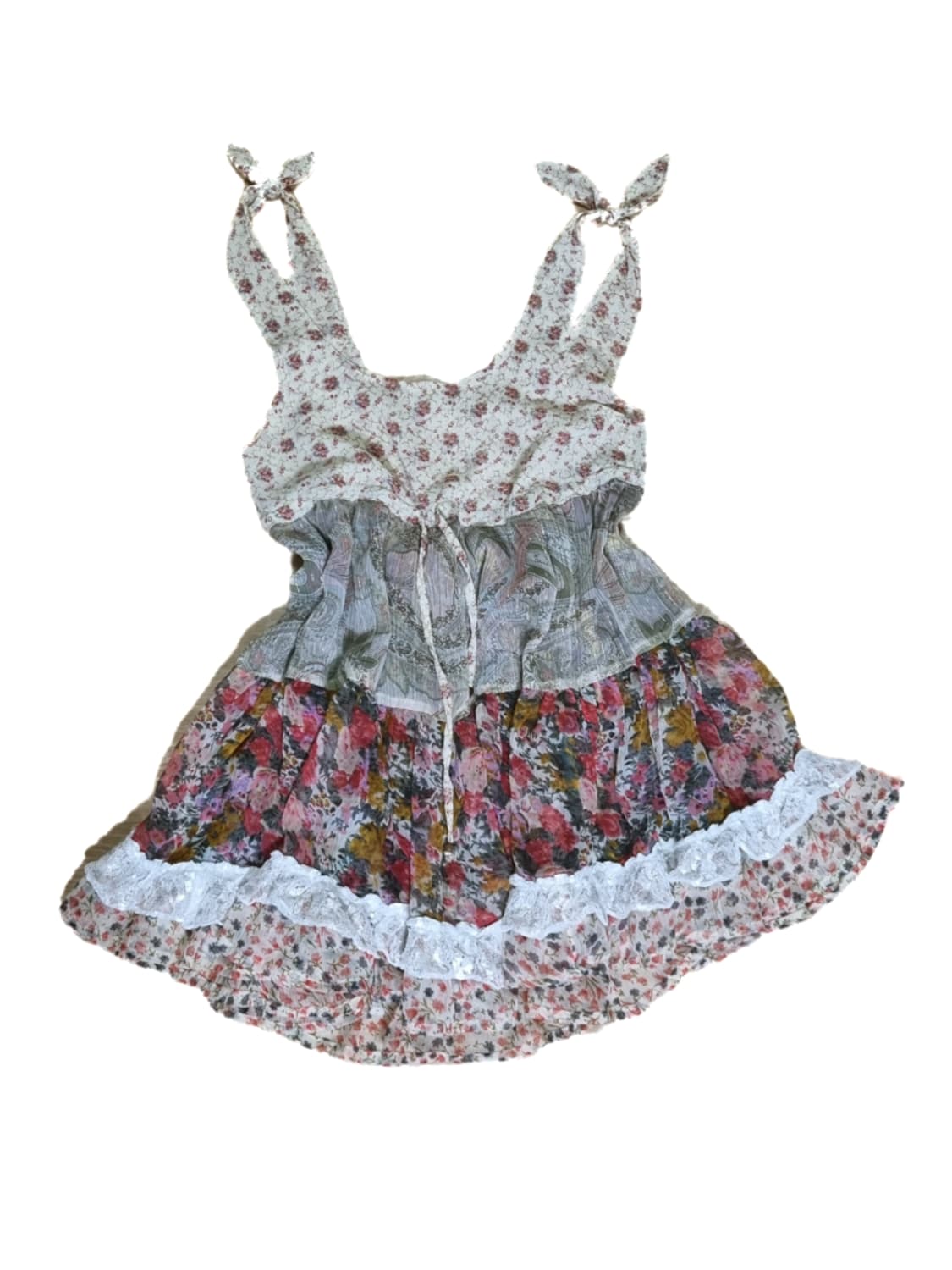 빈티지 플라워 쉬폰 패턴 패치원피스 리버시블 모리걸하구미히피니혼진오리엔탈 상품이미지1