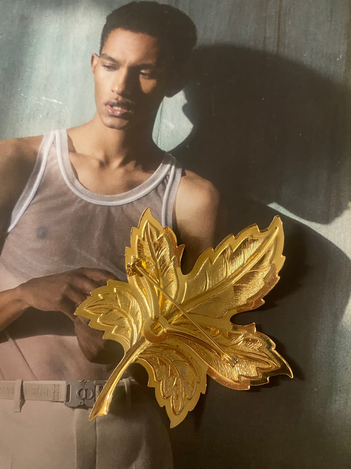 일본 빈티지 골드 리프 브로치 단풍잎 상품이미지4