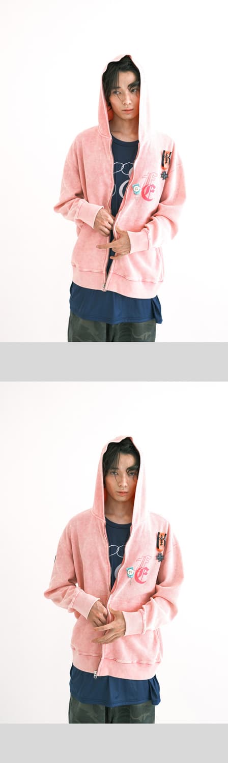 color washing waffle zipup 상품이미지2