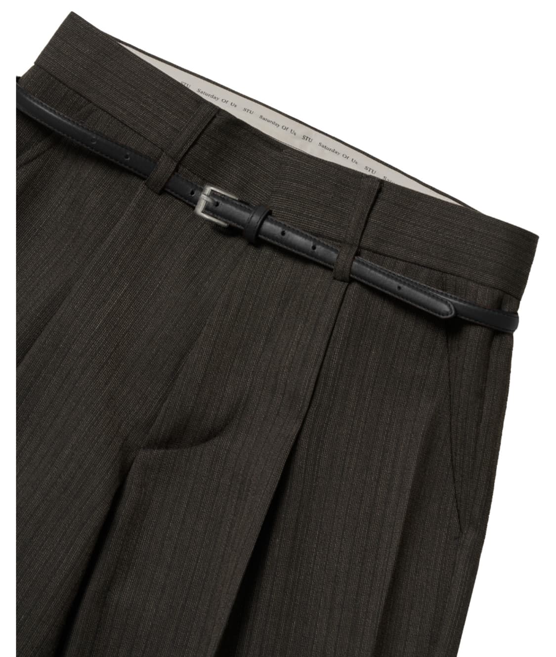 [새상품]STU 크리즈 벨트 슬랙스 차콜 상품이미지1