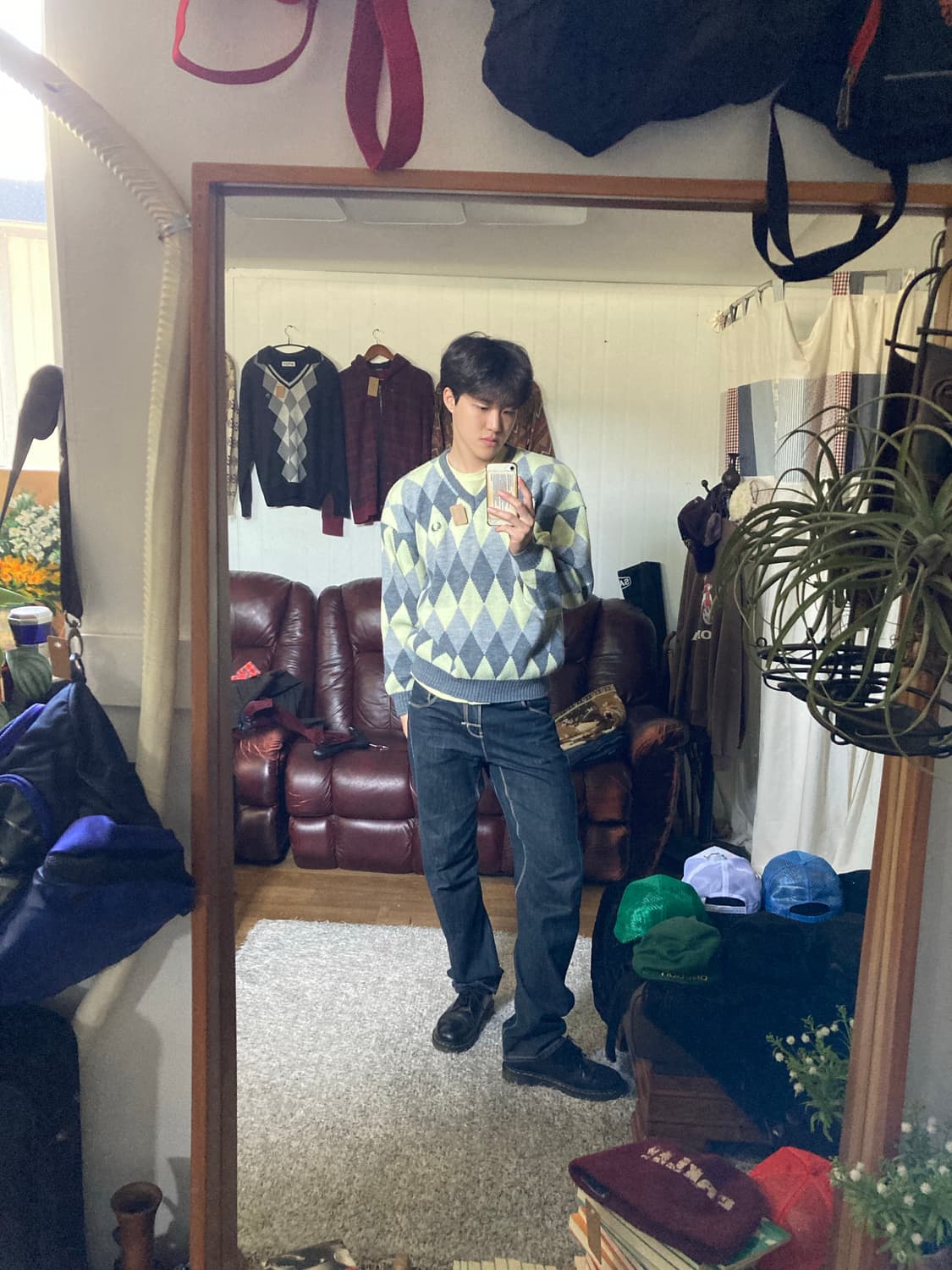 프레드페리 아가일 브이넥 니트 상품이미지1