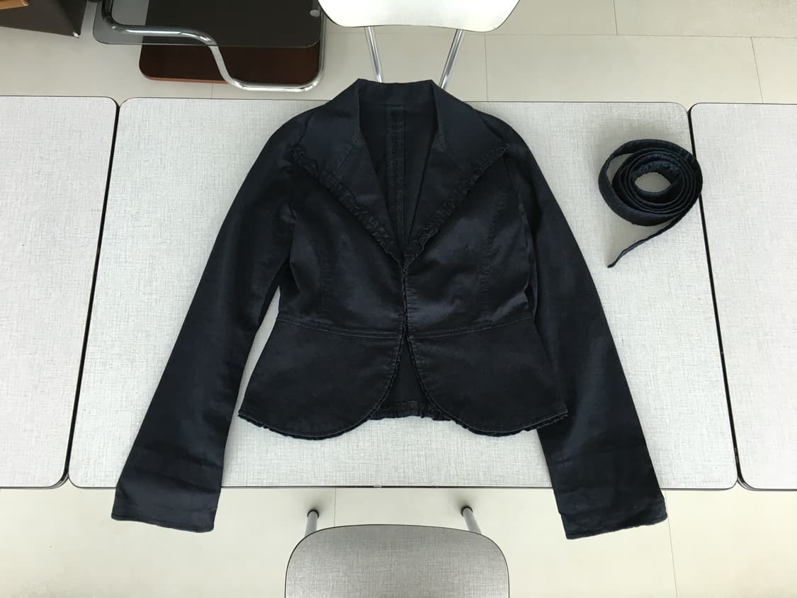 ruffle trim belted jacket 상품이미지1