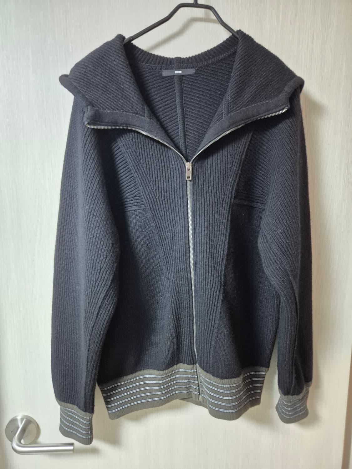 시스템 옴므 한섬 블랙 니트 집업 가디건 100 니트점퍼 상품이미지1