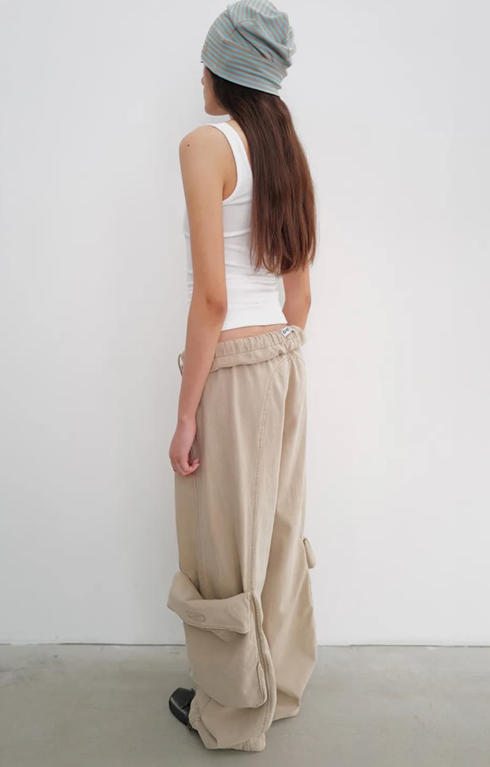 Open yy washed rolled cargo pants beige 상품이미지2