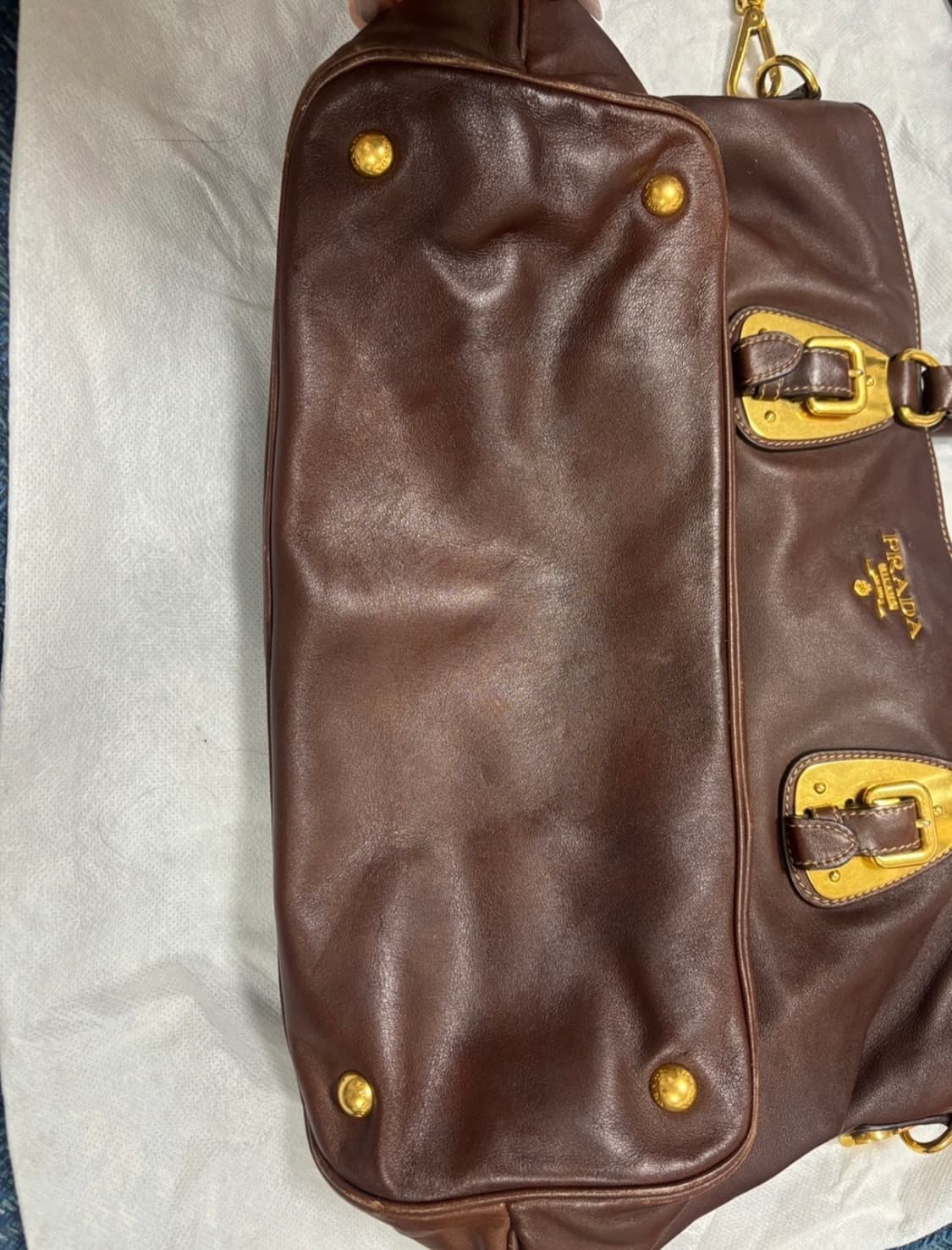 프라다 브라운 투웨이 레더백 상품이미지6