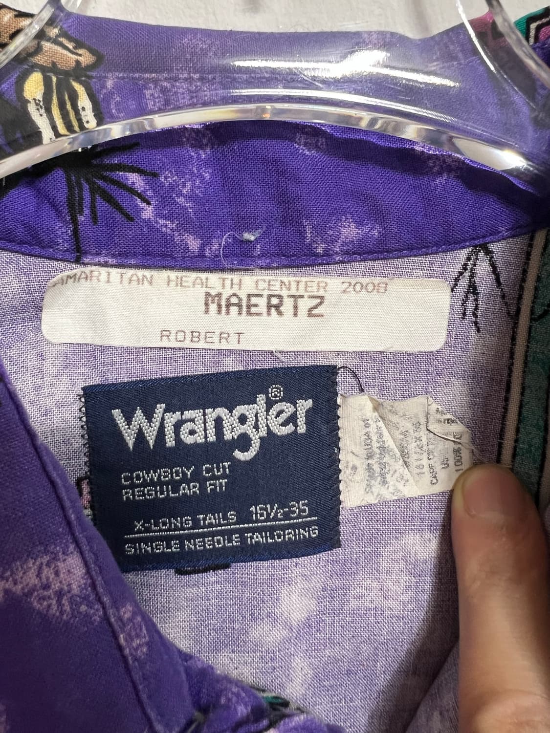 빈티지 랭글러 Wrangler 퍼플 패턴 셔츠 상품이미지4