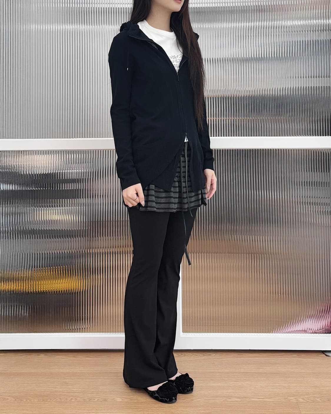 harajuku black knit half neck zip-up 상품이미지3