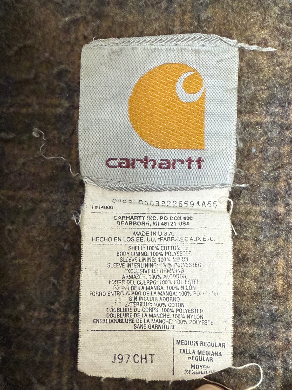 칼하트 자켓 J97 CHT 사이즈 M Made in USA 상품이미지2