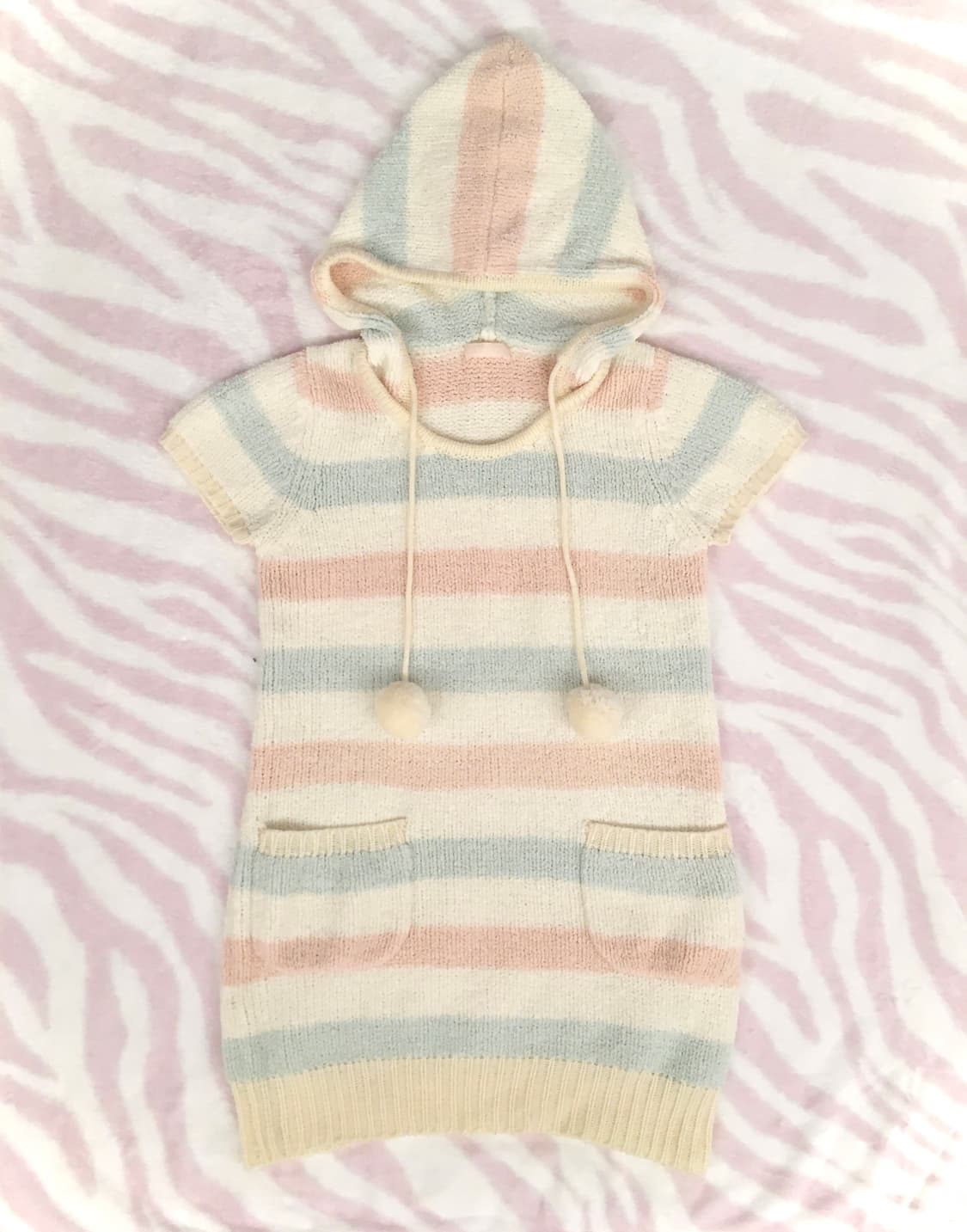 코튼캔디 솜사탕 파스텔 스트라이프 후드티 헤이세이 갸루 모리걸 상품이미지4