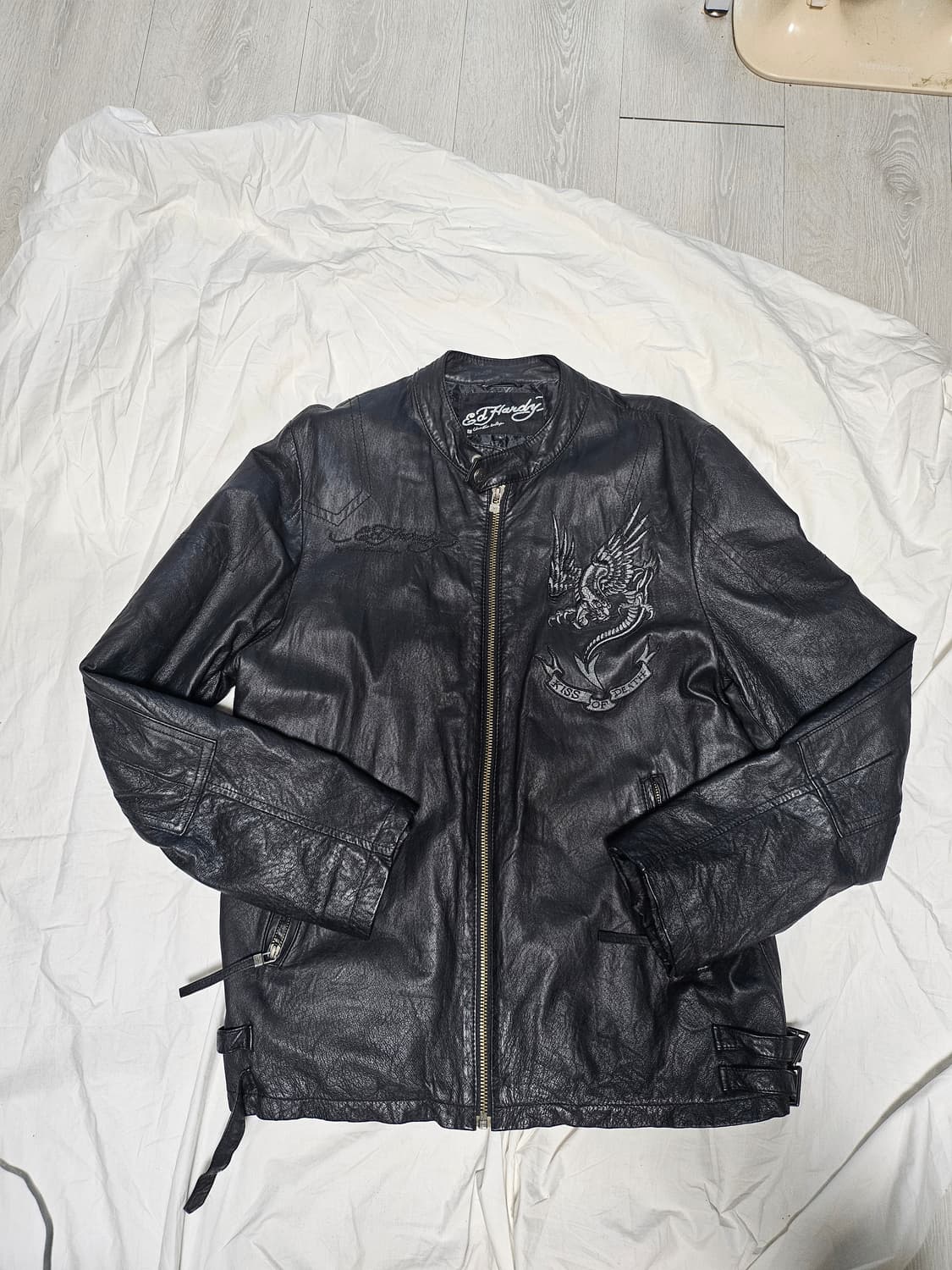 에드 하디 양가죽 자수 가죽자켓 L 상품이미지1