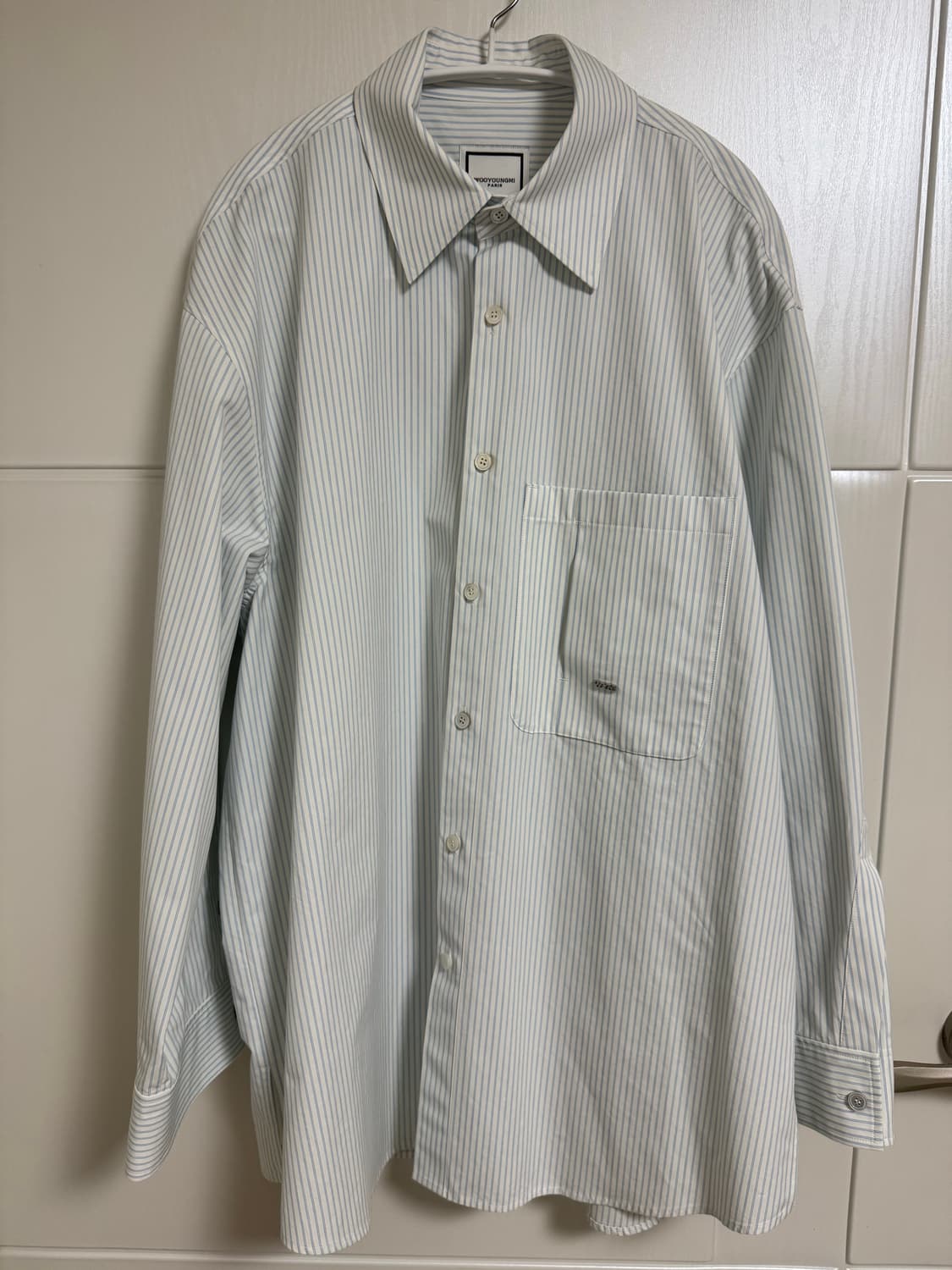 우영미 24ss 블루 스트라이프 셔츠 46 상품이미지2