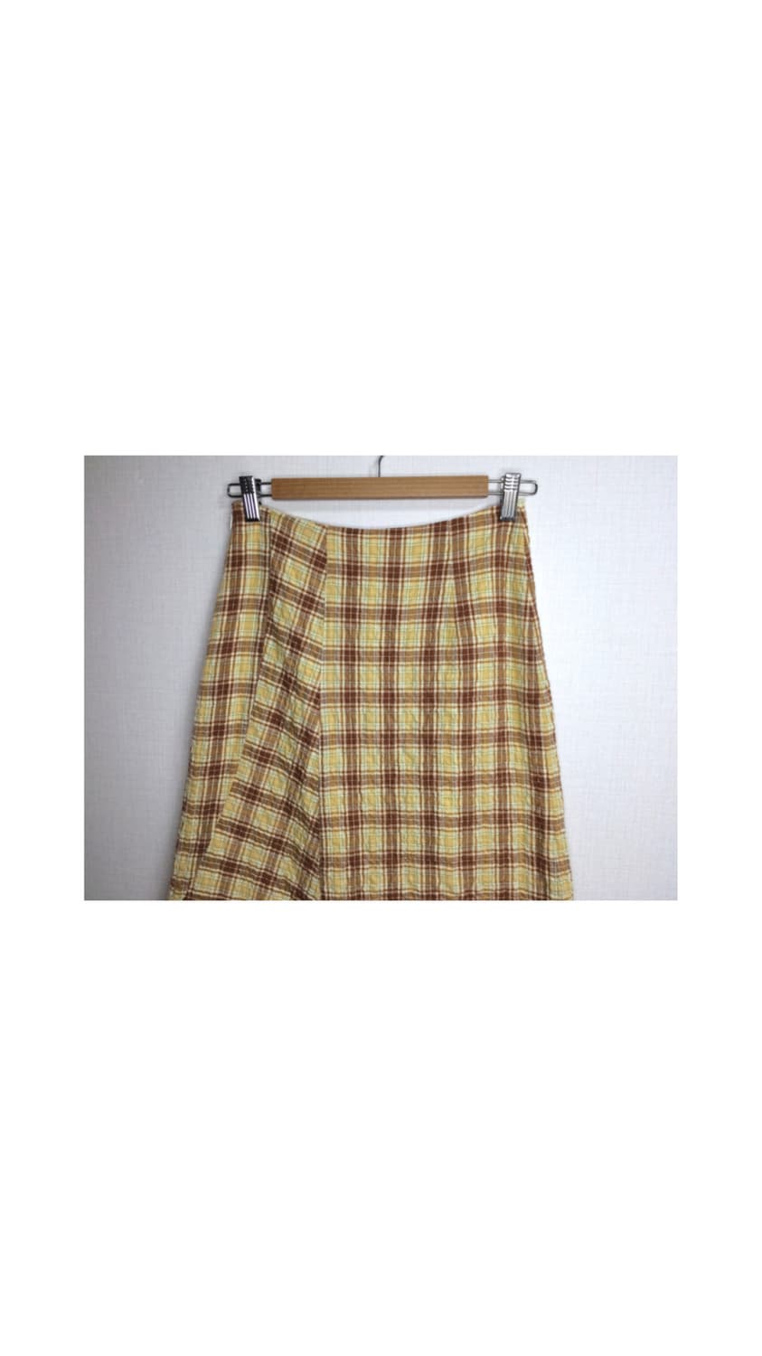 빈티지 옐로우 체크 롱 스커트 상품이미지2