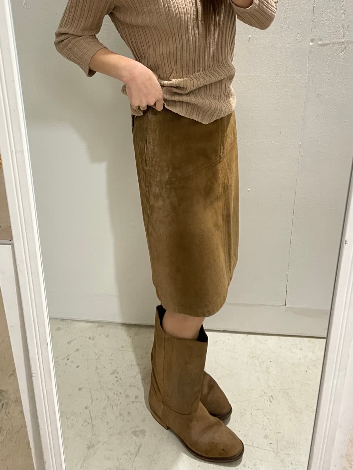 VTG leather skirt  상품이미지2