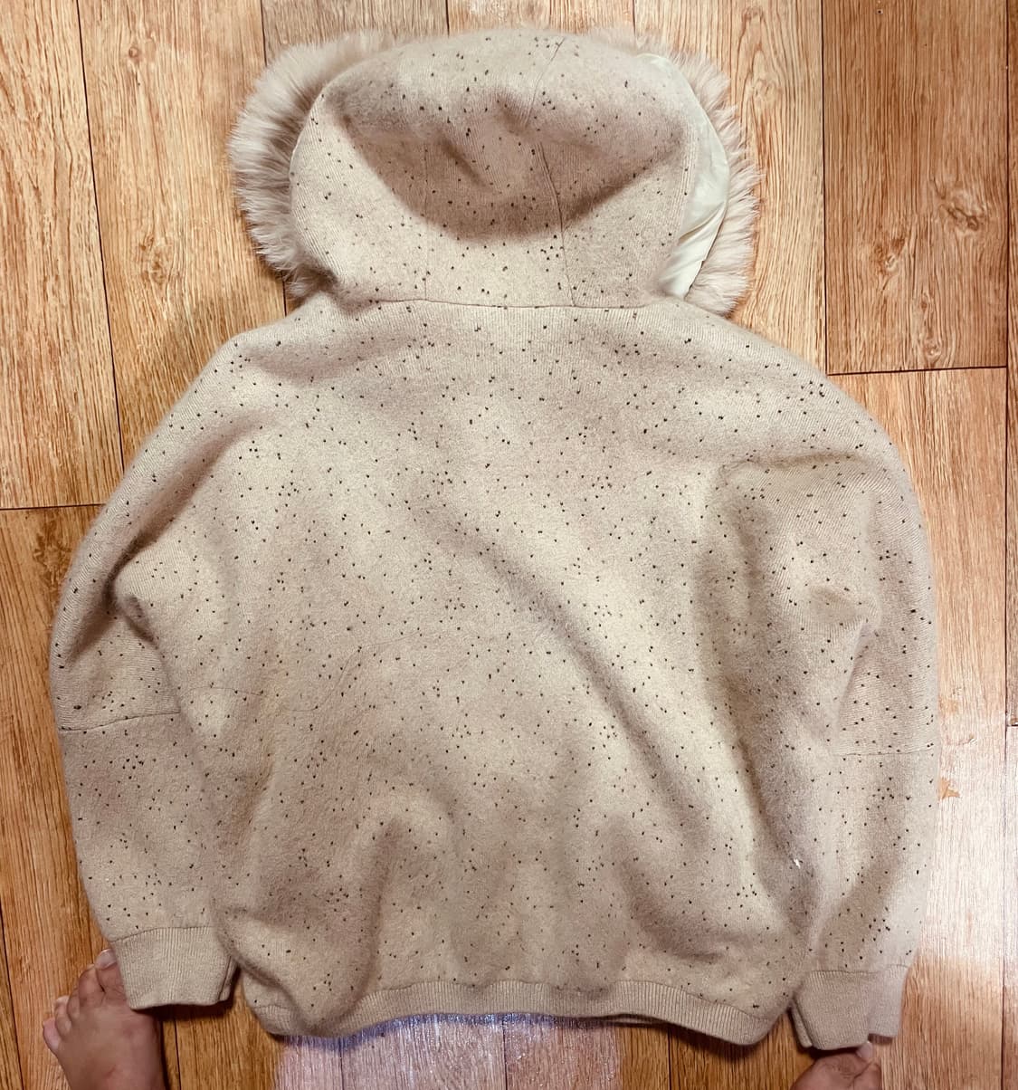 아메카지 모리걸 베이지 퍼 후드집업 자켓 상품이미지2