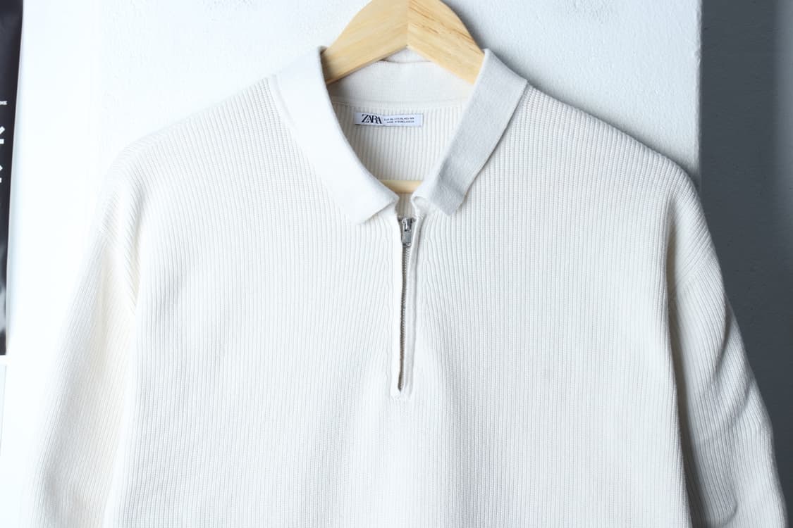 (XL-2XL) 자라 반팔 카라 티셔츠 빅사이즈 니트 반집업-7B93 상품이미지3