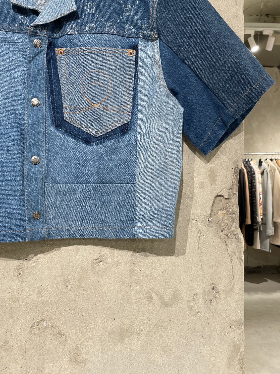 마린세르 톤 온 톤 스냅 버튼 데님 셔츠 상품이미지5