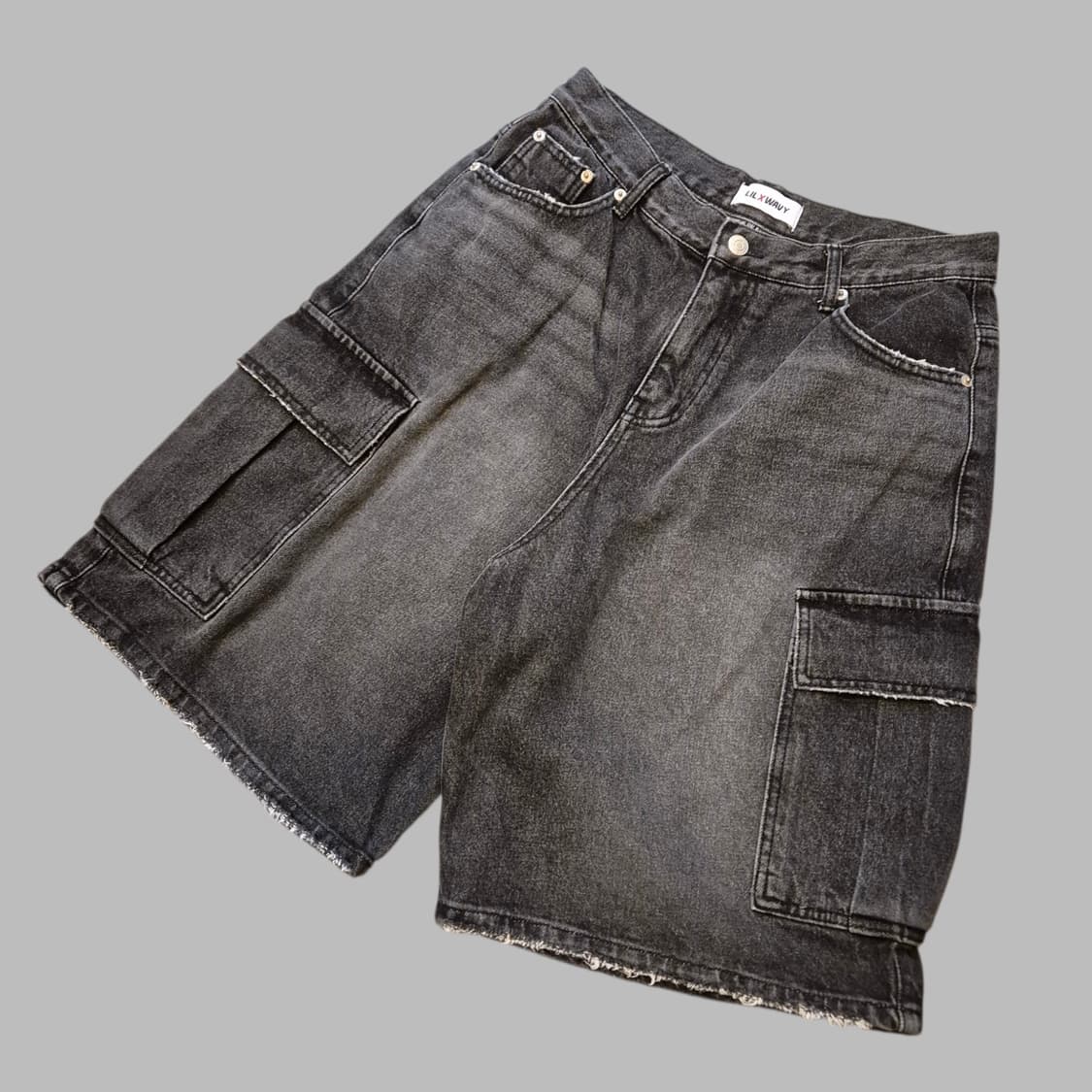 29~30인치 차콜 카고 데님반바지  상품이미지1