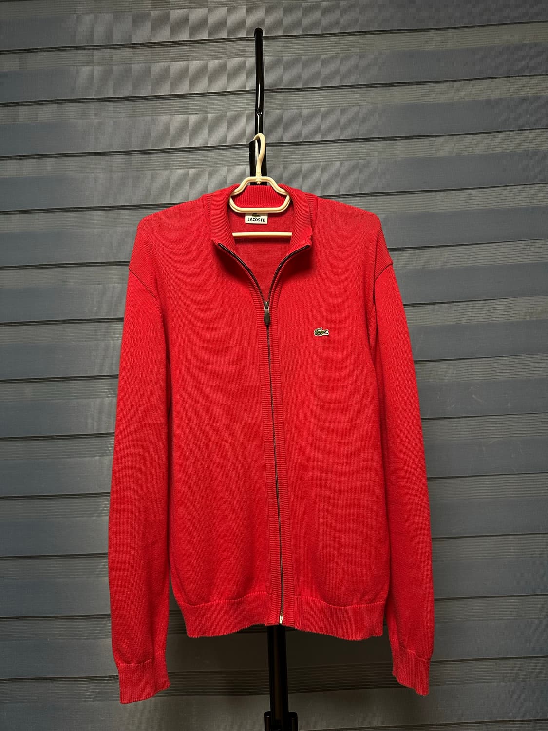 라코스테 레드 니트 집업 가디건 5사이즈 105 상품이미지1