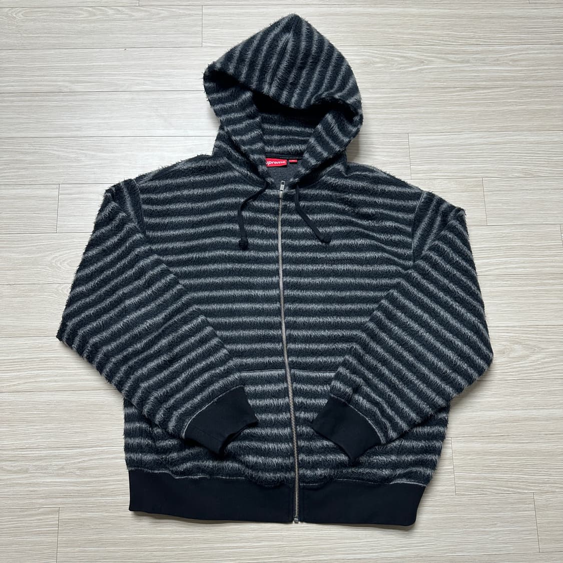 슈프림 브러쉬드 집업 후드 스웨트셔츠 블랙 23FW 상품이미지2