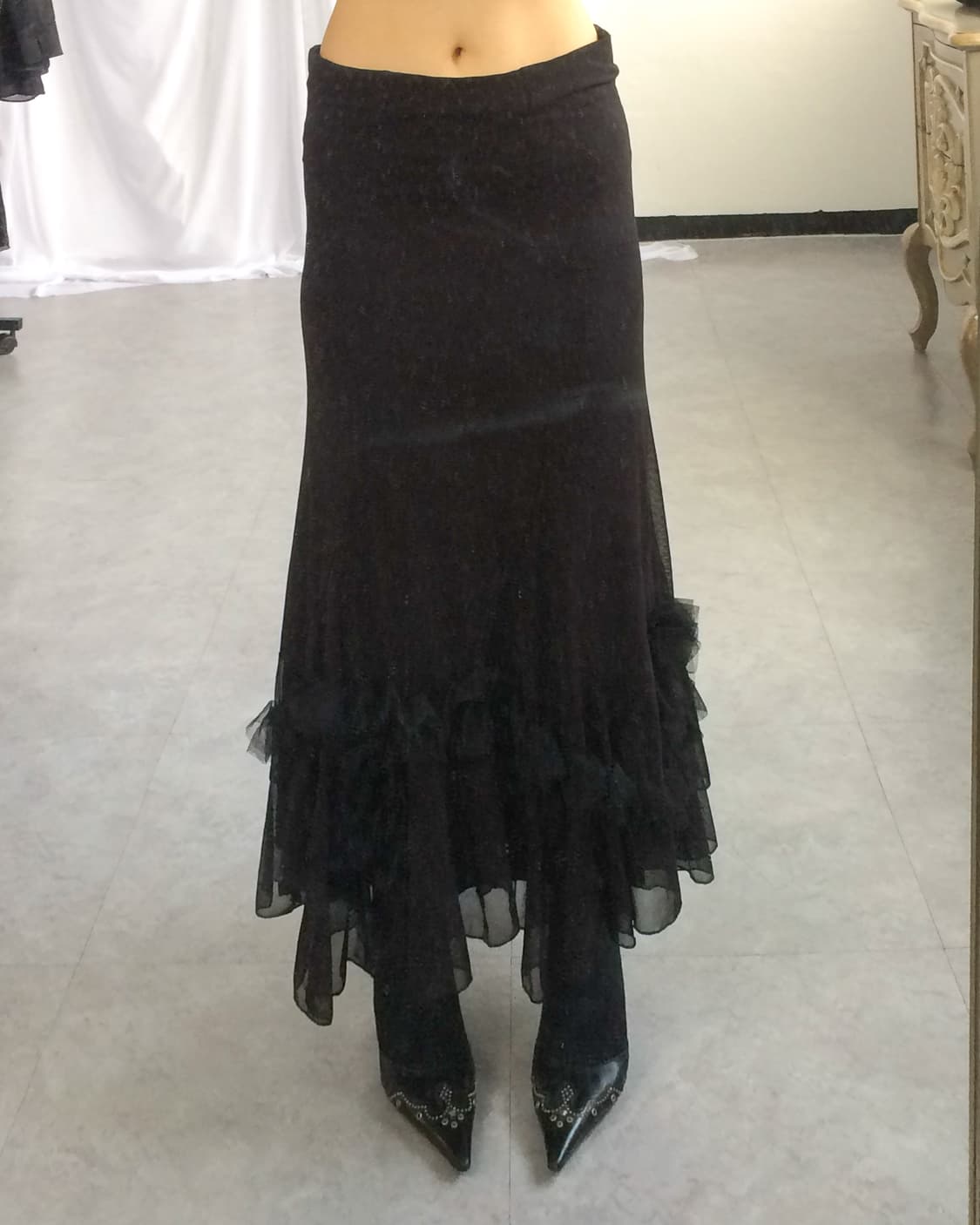 Frill unbalanced long skirt 상품이미지1