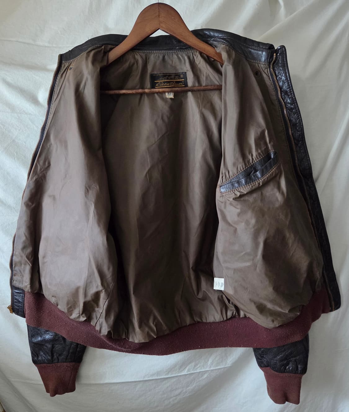 80s USA 빈티지 에디바우어 A2 레더 자켓 XL 상품이미지6