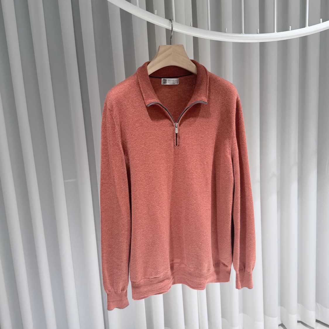 (A+/54) / 브루넬로쿠치넬리 캐시미어 니트 하프 집업 코랄 상품이미지3