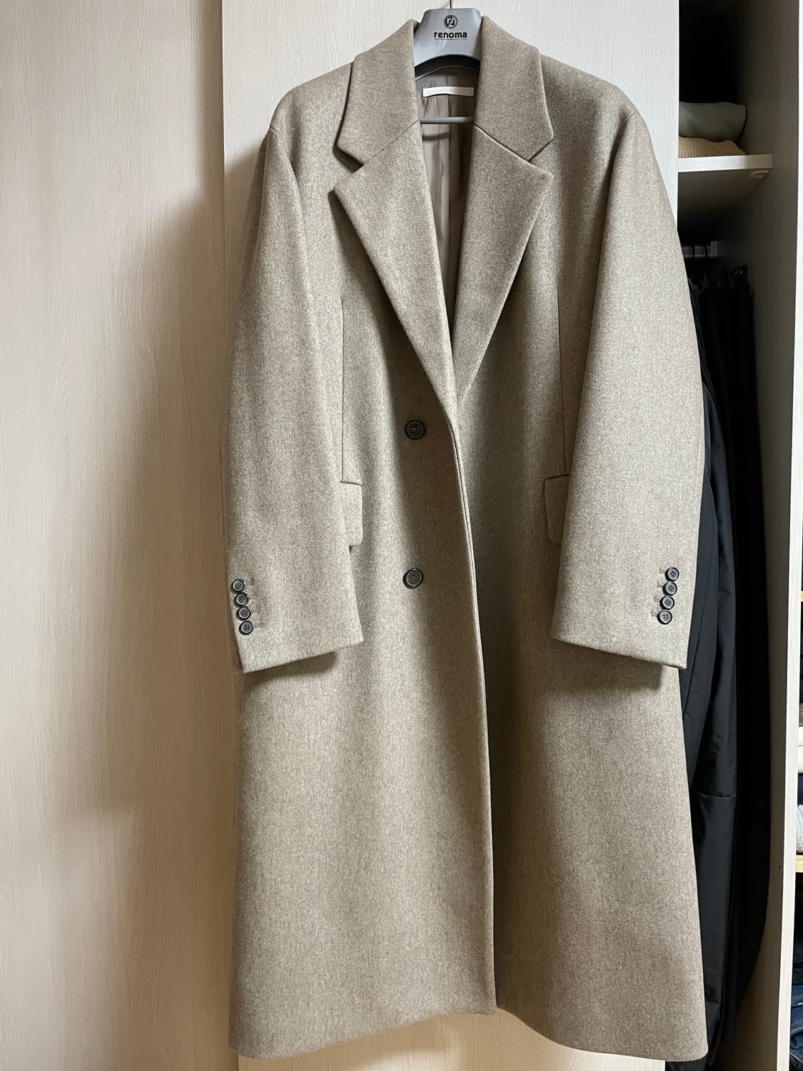 하우트옴므 오트밀 캐시미어 2버튼 싱글코트 M사이즈 상품이미지1
