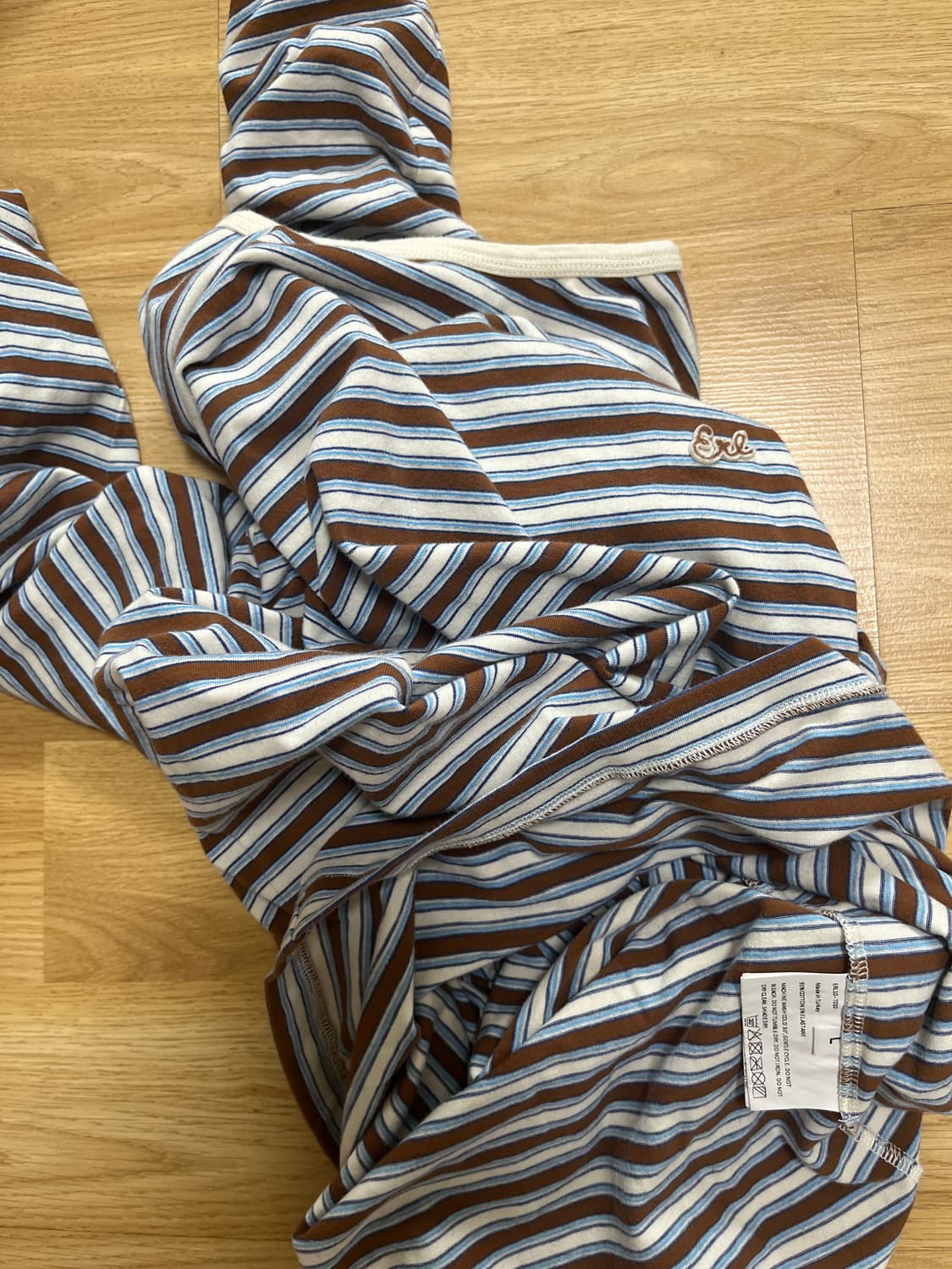 ERL 스트라이프 롱슬리브 브라운 L 상품이미지5