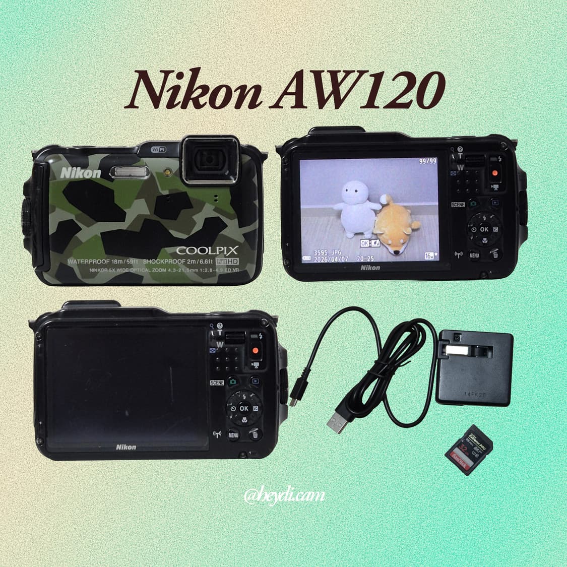 (희귀매물)니콘 쿨픽스 aw120 카모플라쥬 Nikon Coolpix a 상품이미지2