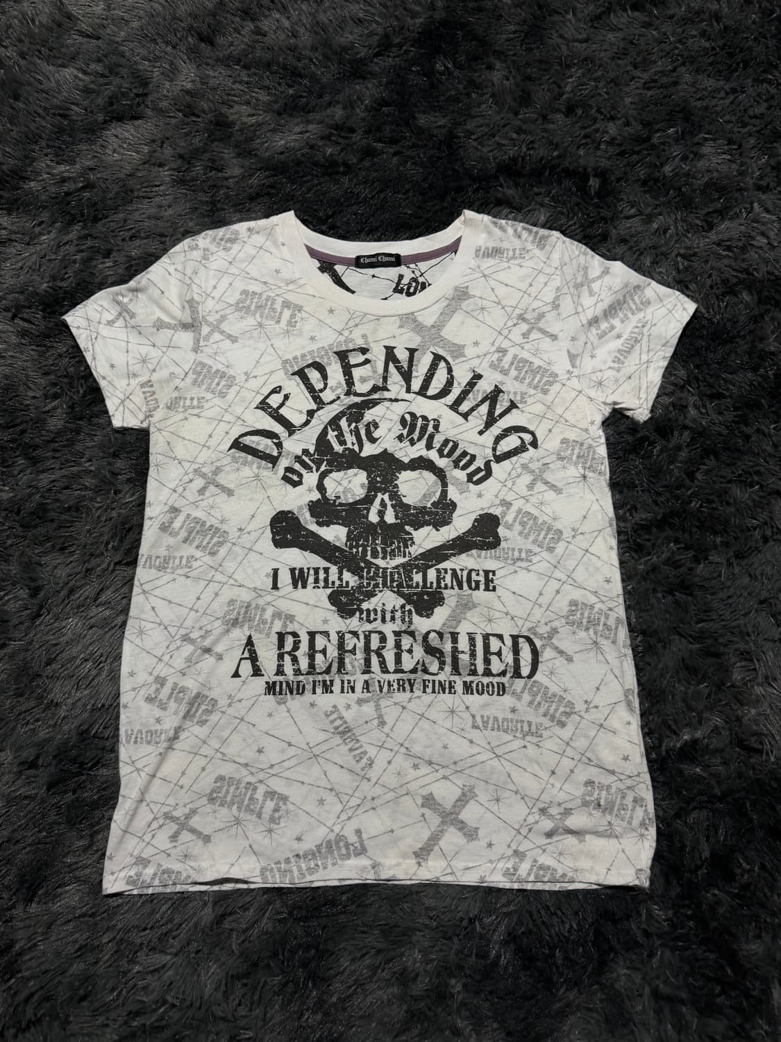 해골&레터링 프린팅 Y2K 반팔 상품이미지2