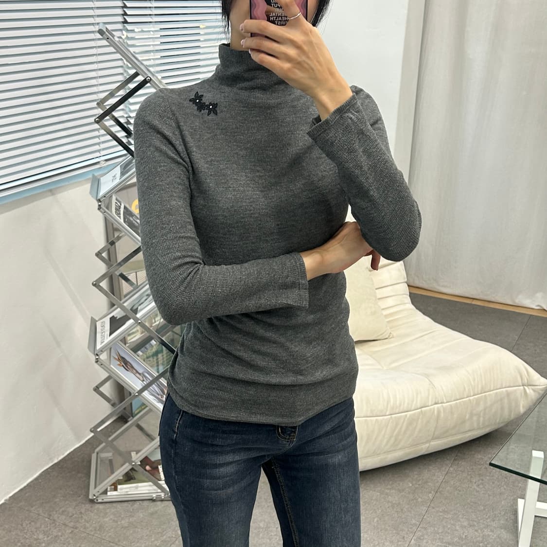 그레이 니트 긴팔티셔츠 상품이미지4