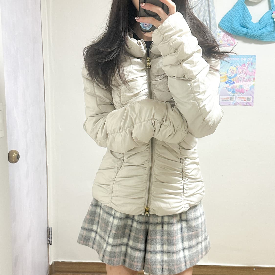 빈티지 셔링 패딩 코트 히메갸루 로걀 라떼 긱시크 발레코어 오리엔탈 고딕 상품이미지1