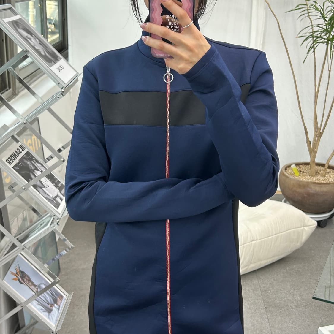 Zara 네이비 배색 집업 원피스 상품이미지1