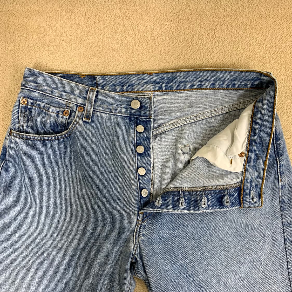 빈티지 리바이스 501 워싱 데님팬츠( 33사이즈 ) 남자청바지 연청중청 상품이미지3