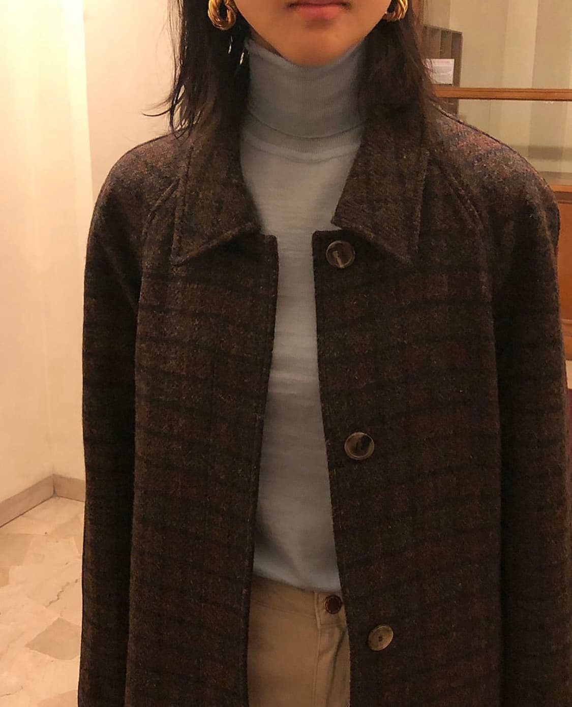 얼바닉30 꼬냑 코트 (해리스트위드) 상품이미지1