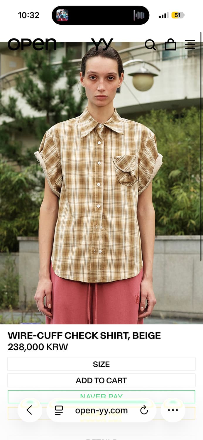 오픈yy 와이어 체크셔츠 브라운 상품이미지3