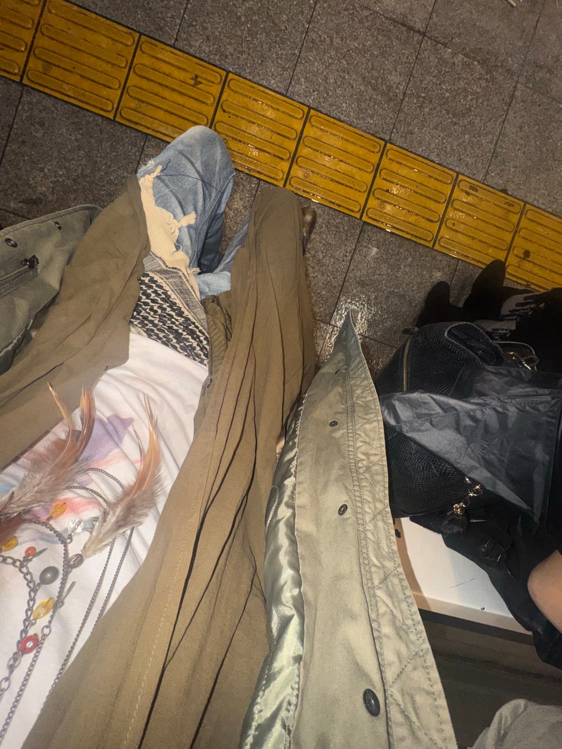 Vintage khaki long cardigan 상품이미지4