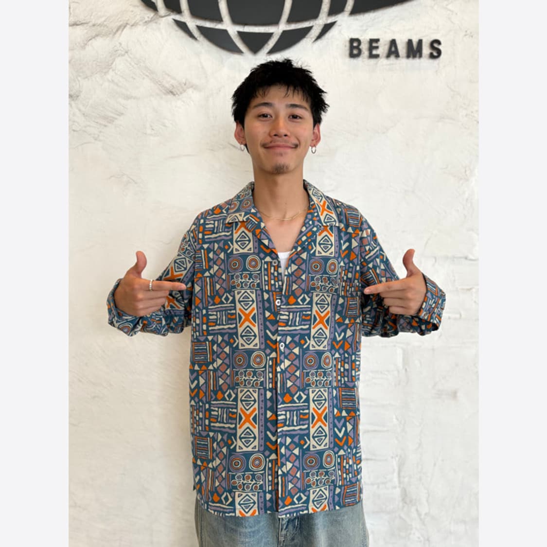 빔즈 BEAMS Print Open Collar Shirt 상품이미지3