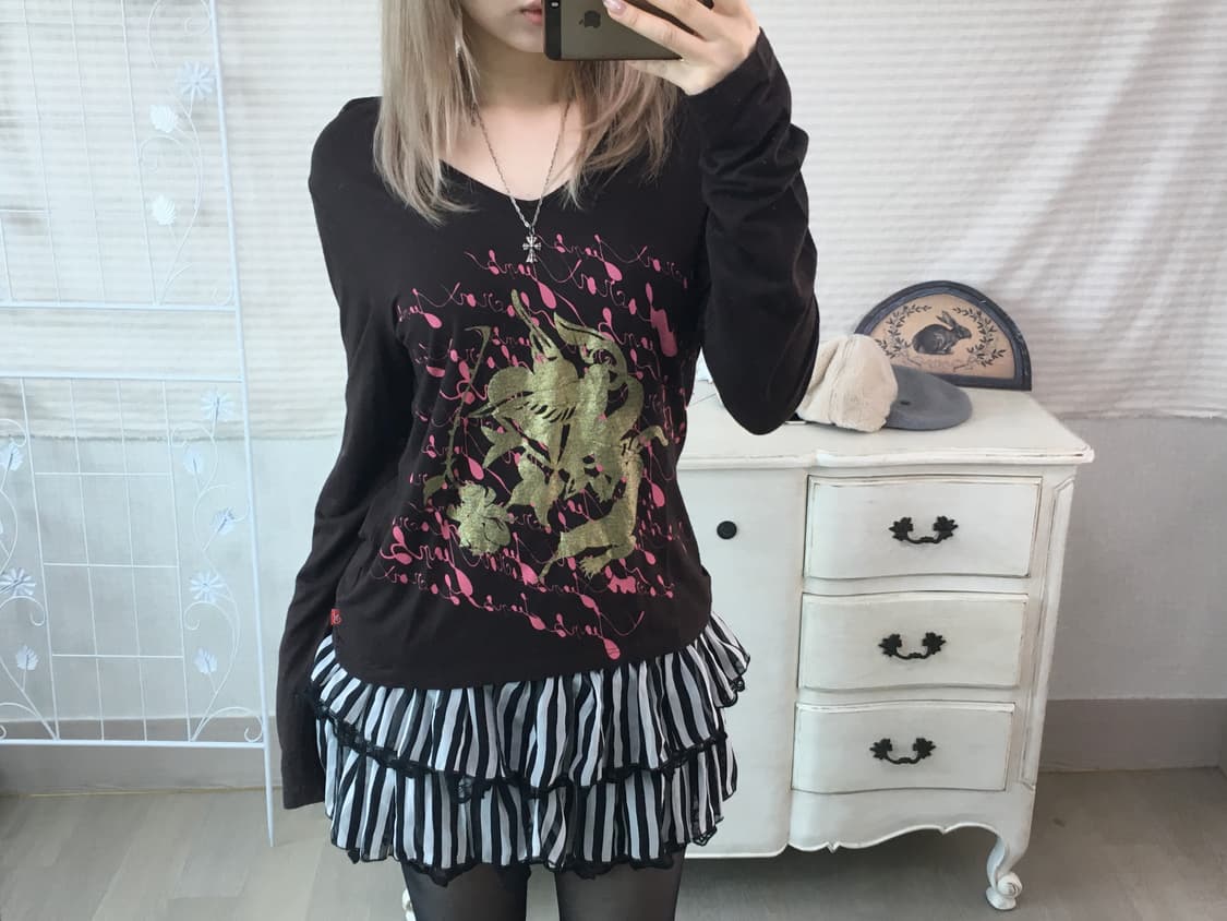 일본빈티지 갸루 프린팅 롱슬리브 상품이미지2