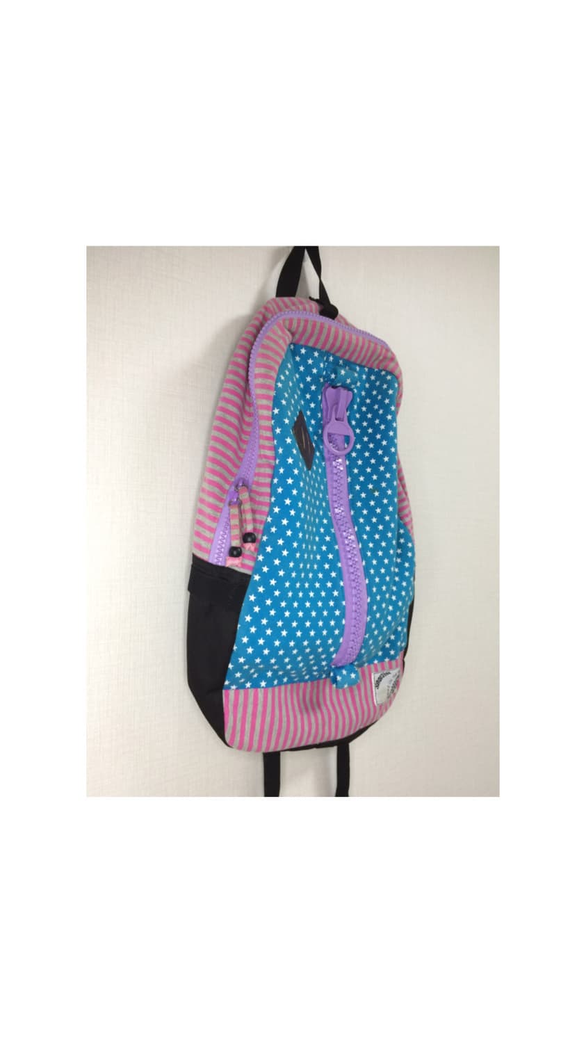 빈티지 블루 퍼플 별 무늬 백팩 상품이미지4