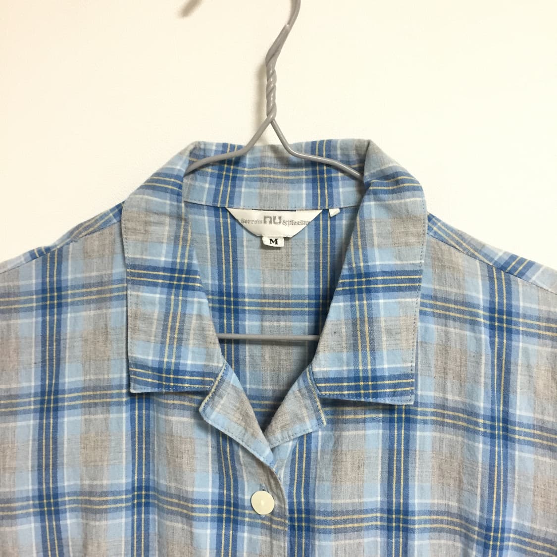 빈티지 하구미 체크 반팔 셔츠 원피스 상품이미지3