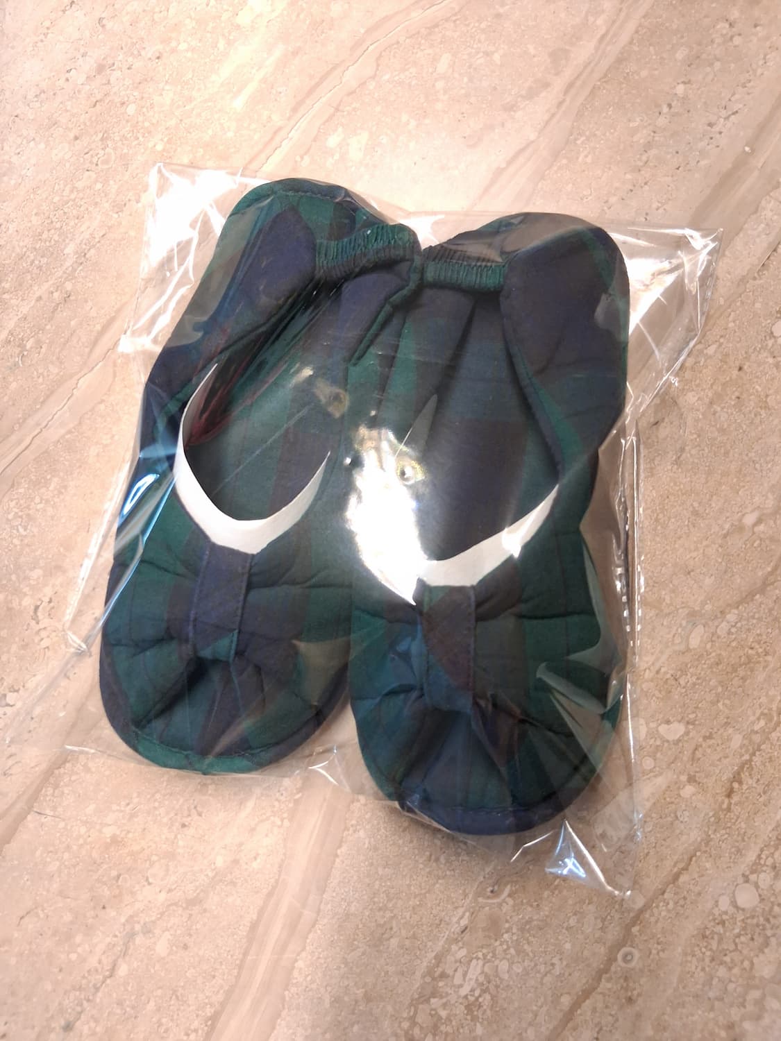 오픈토 미끄럼방지 덧신 실내화 그린체크 (새상품) 상품이미지4