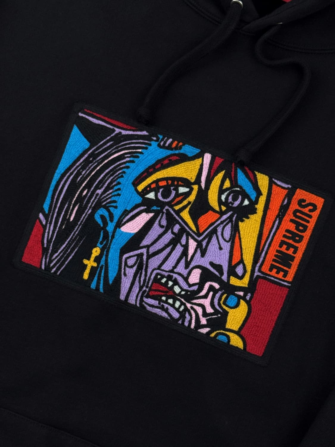 슈프림 체인스티치 후드 스웨트셔츠 블랙 상품이미지3